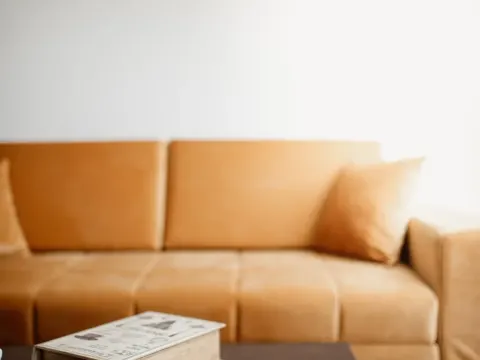 Tan leather 3-seater sofa